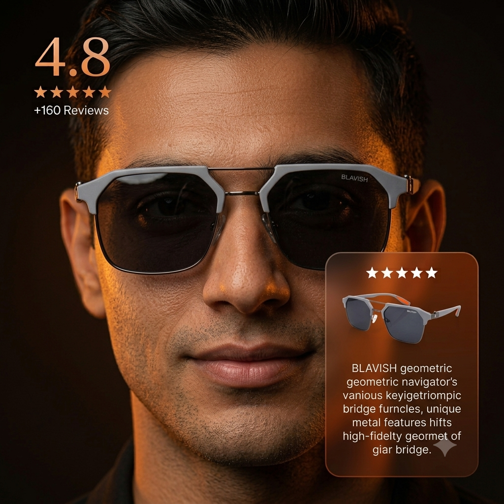 Blavish square metal grey sunglasses for men